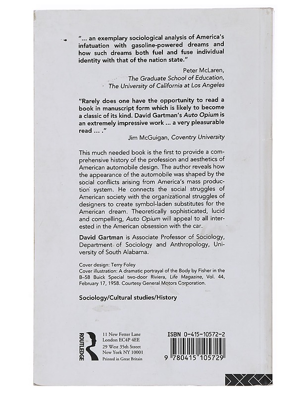 Auto Opium: A Social History of American Automobile Design - Gartman, David - Tietokirjat ja oppaat - 10105495362 - 1
