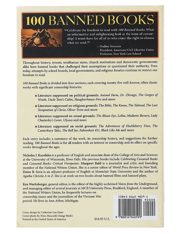 100 Banned Books: Censorship Histories of World Literature - Karolides, Nicholas J.  - Tietokirjat - 10105495398 - 1