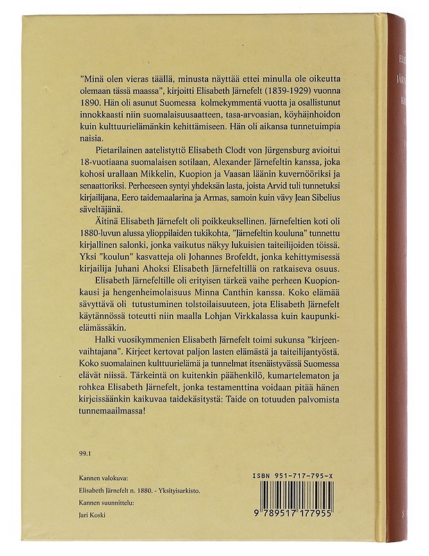 Elisabeth Järnefeltin kirjeitä 1881-1929 - Järnefelt, Elisabeth - Tietokirjat - 10105495482 - 1