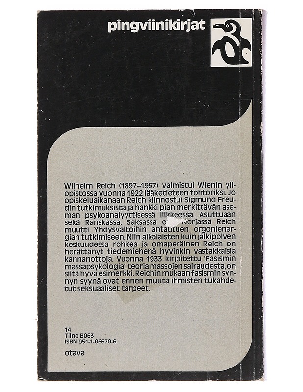 Fasismin massapsykologia - Reich, Wilhelm - Tietokirjat ja oppaat - 10105495637 - 1