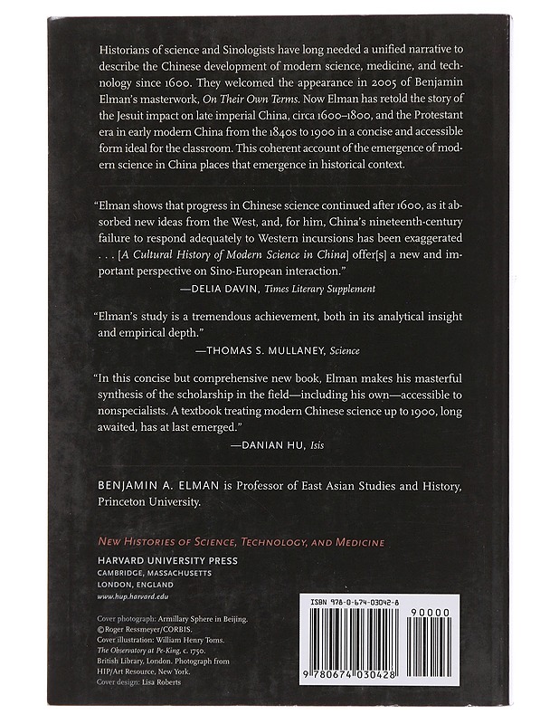 A Cultural History of Modern Science in China - Elman, Benjamin A.  - Tietokirjat ja oppaat - 10105495839 - 1