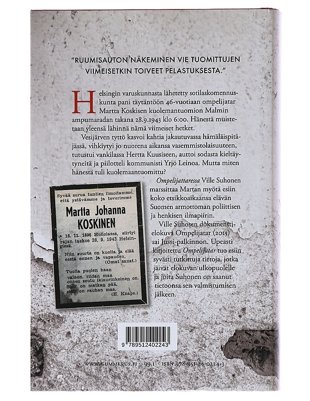 Ompelijatar : Martta Koskisen kuolema ja elämä - Suhonen, Ville - Elämäkerrat ja muistelmat - 10105495986 - 1