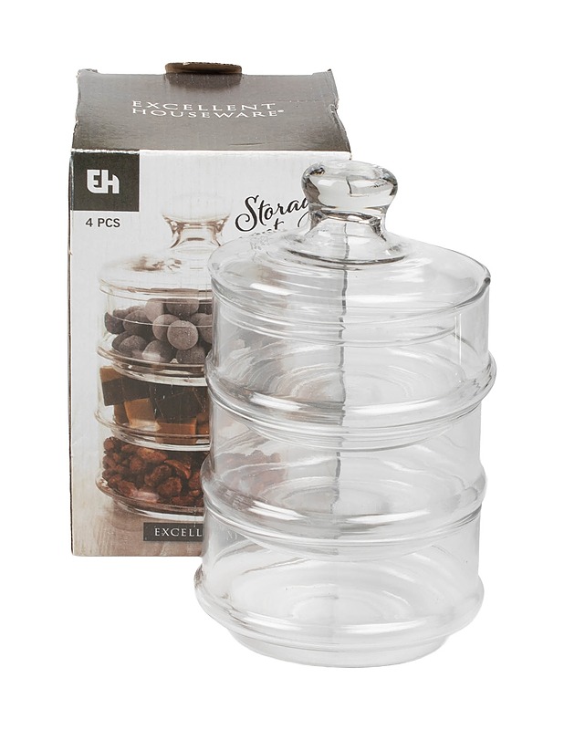 EXCELLENT HOUSEWARE pinottava lasipurkki - Säilytysastiat - 10105496017 - 0