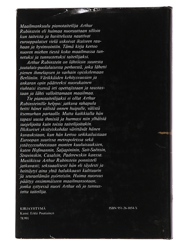 Huima nuoruuteni - Rubinstein, Artu - Elämäkerrat ja muistelmat - 10105496033 - 1