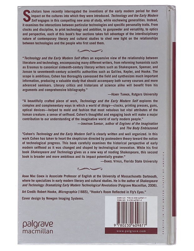 Technology and the Early Modern Self - Adam Max Cohen - Historiakirjat - 10105496088 - 1