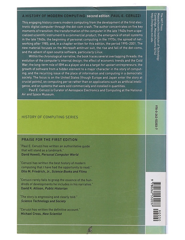 A history of Modern Computing - Paul E. Ceruzzi - Historiakirjat - 10105496105 - 1