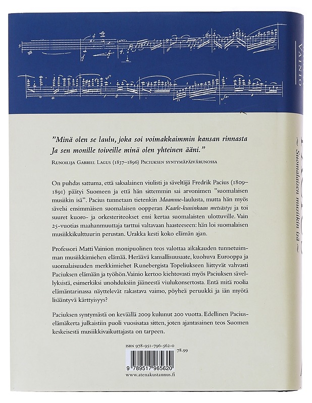 Pacius : suomalaisen musiikin isä - Matti Vainio - Elämäkerrat ja muistelmat - 10105496254 - 1