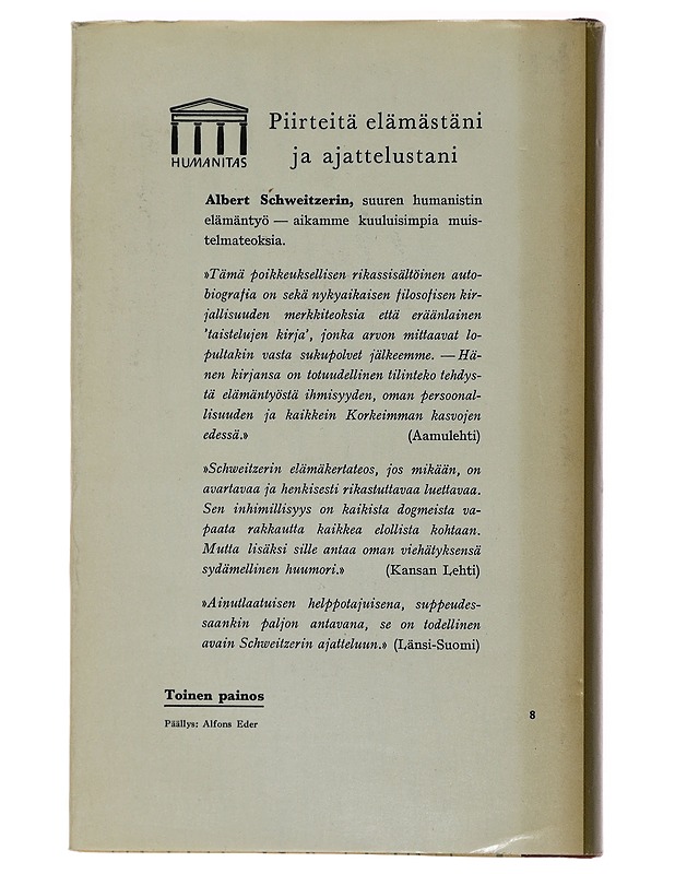 Piirteitä elämästäni ja ajattelustani - Albert Schweitzer - Elämäkerrat ja muistelmat - 10105496829 - 1