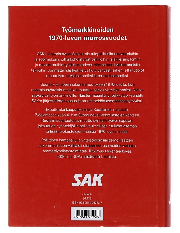 KOHTI TASA-ARVOA - TULOPOLITIIKAN AIKA :- SUOMEN AMMATTILIITTOJEN KESKUSJÄRJESTÖ 1969-1977 - Historiakirjat - 10105497019 - 1