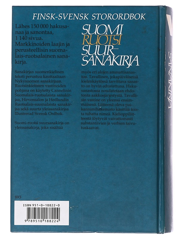 Suomi-ruotsi-suursanakirja = Finsk-svensk storordbok - Cannelin, Knut - Tietokirjat ja oppaat - 10105497536 - 1
