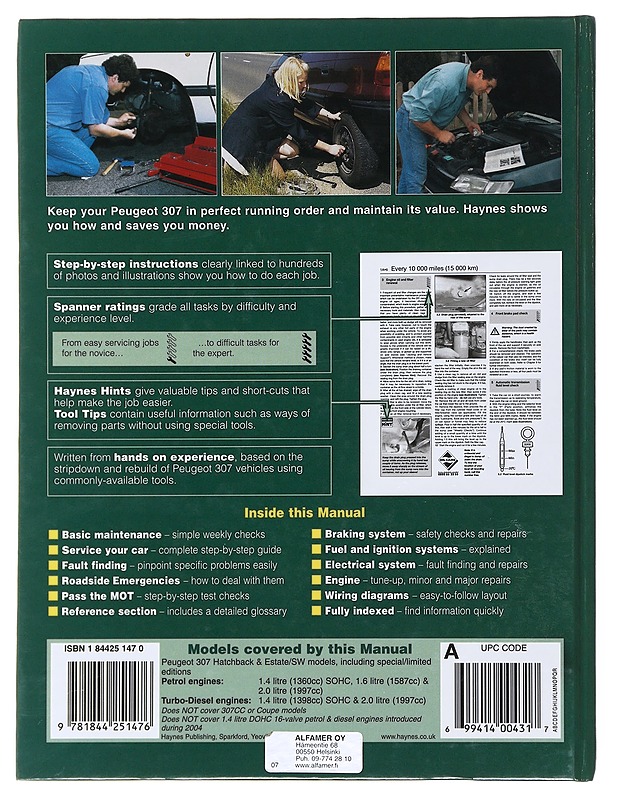 Peugeot 307 service and repair manual - Martynn Randall - Tietokirjat ja oppaat - 10105497664 - 1