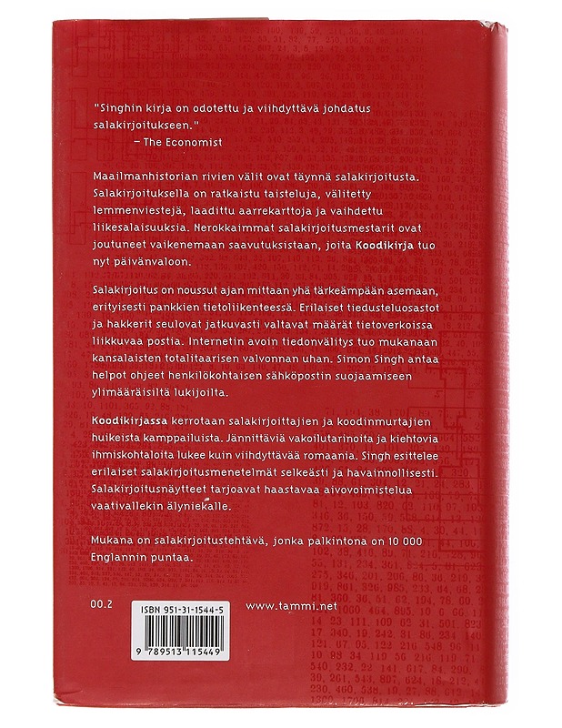 Koodikirja : salakirjoituksen historia muinaisesta Egyptistä kvanttikryptografiaan - Singh, Simon - Tietokirjat ja oppaat - 10105497725 - 1