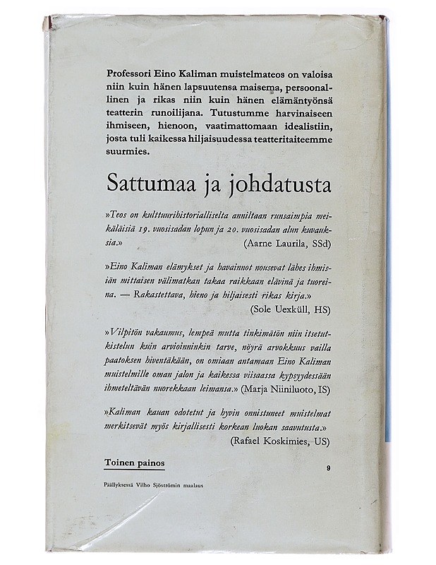 Sattumaa ja johdatusta - Eino Kalima - Elämäkerrat ja muistelmat - 10105497953 - 1
