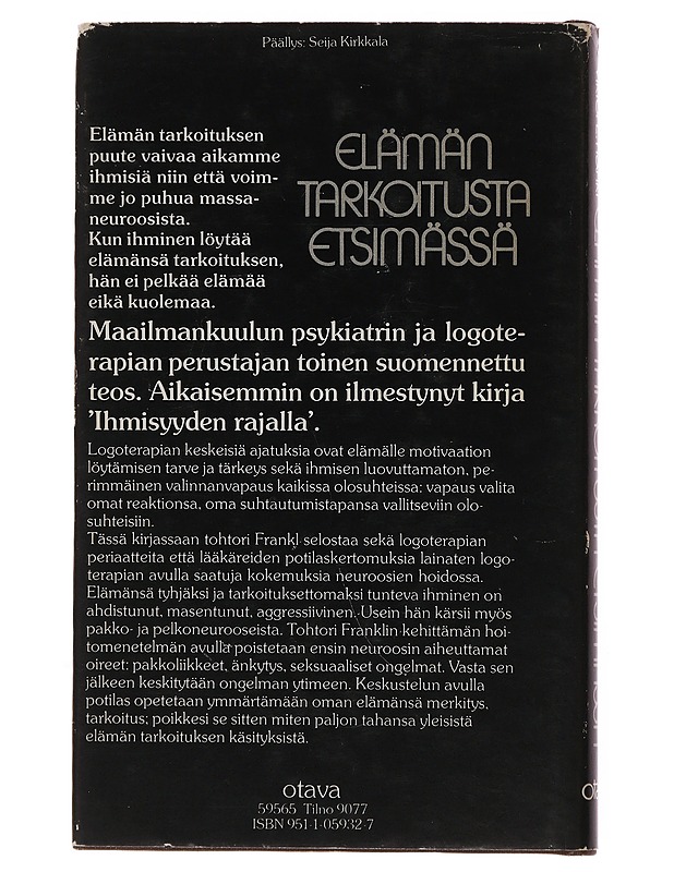 Elämän tarkoitusta etsimässä - Frankl, Viktor E. - Tietokirjat ja oppaat - 10105498034 - 1