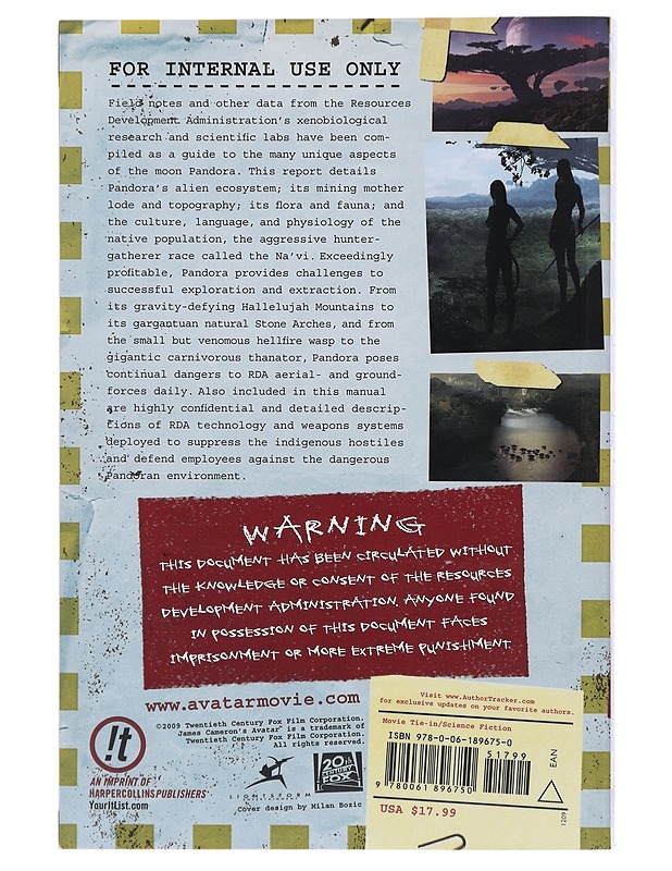 Avatar: A Confidential Report on the Biological and Social History of Pandora  -  James Cameron - Musiikki- ja elokuvakirjat - 10105498106 - 1