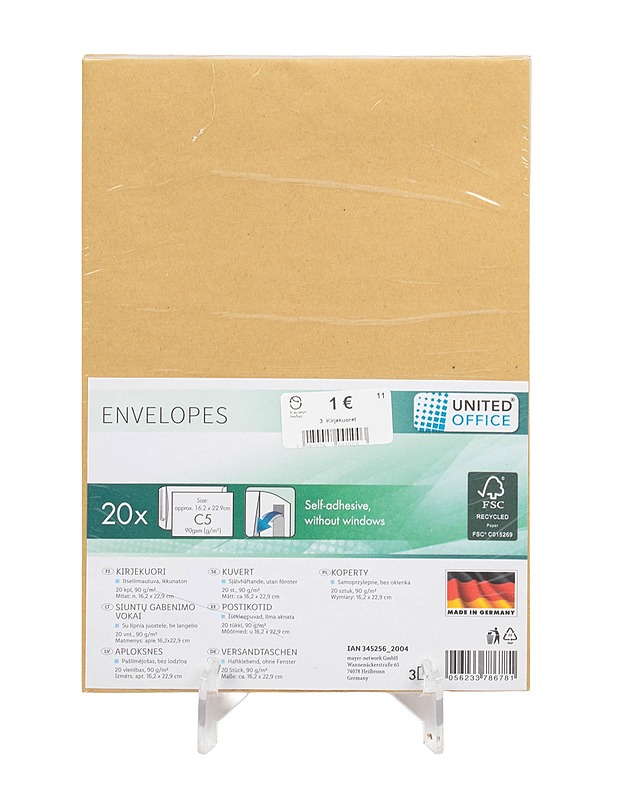 UNITED OFFICE C5 kirjekuoret, 20 kpl - Askartelu - 10105498252 - 0