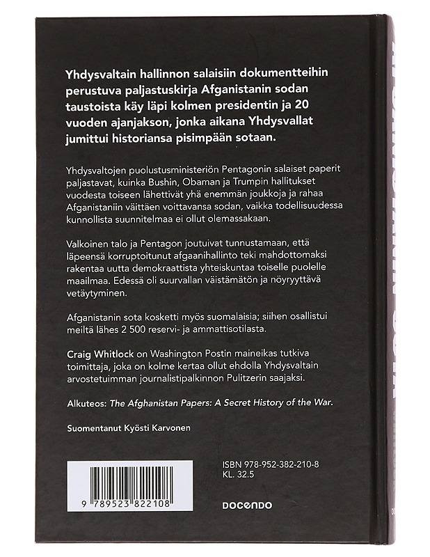 Afganistanin sota : Pentagonin salaiset paperit - Whitlock, Craig - Historiakirjat - 10105498350 - 1