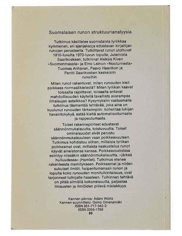 Suomalaisen runon struktuurianalyysia - Launonen, Hannu - Tietokirjat ja oppaat - 10105498379 - 1