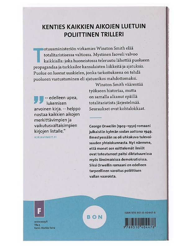 Vuonna 1984 - Orwell, George - Fantasia- ja scifi - 10105499218 - 1