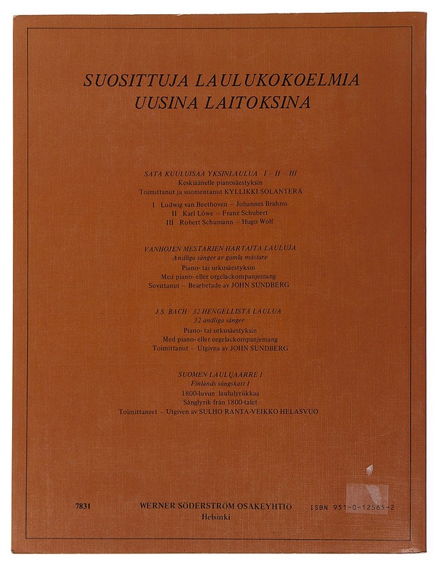 Sata kuuluisaa yksinlaulua. I : Beethoven, Brahms : keskiäänelle pianon säestyksellä - Solanterä, Kyllikki - Musiikki- ja elokuvakirjat - 10105499395 - 1