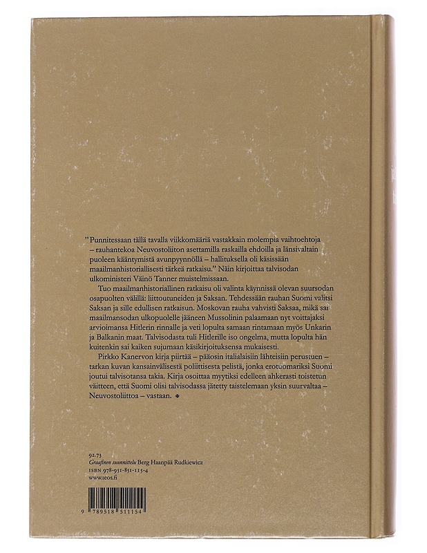 Italia ja Suomen talvisota - Pirkko Kanervo - Historiakirjat - 10105499699 - 1