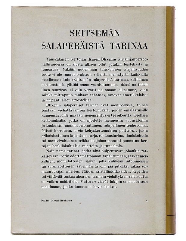 Seitsemän salaperäistä tarinaa - Blixen , Karen - Romaanit ja novellit - 10105499706 - 1
