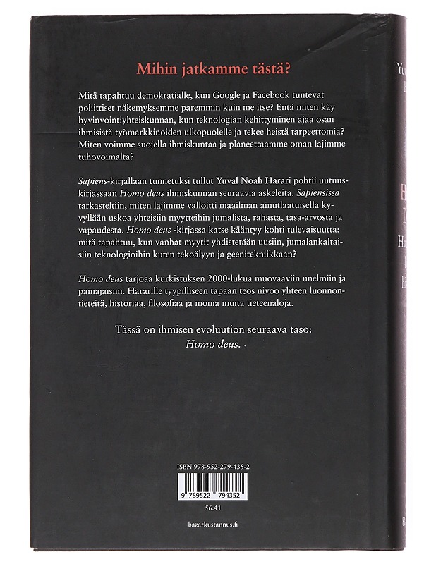 Homo Deus : huomisen lyhyt historia - Harari, Yuval Noah - Historiakirjat - 10105499712 - 1