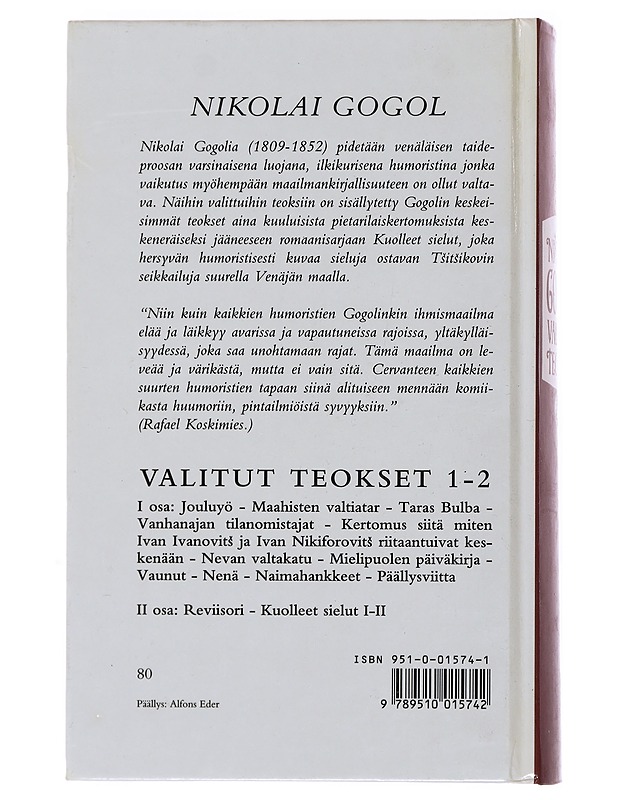 Valitut teokset. 1. osa - Gogol, Nikolai - Romaanit ja novellit - 10105499751 - 1
