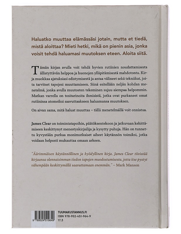 Pura rutiinit atomeiksi : näin saat aikaan muutoksen, joka pysyy - Clear, James - Kirja lahjaksi - 10105499822 - 1