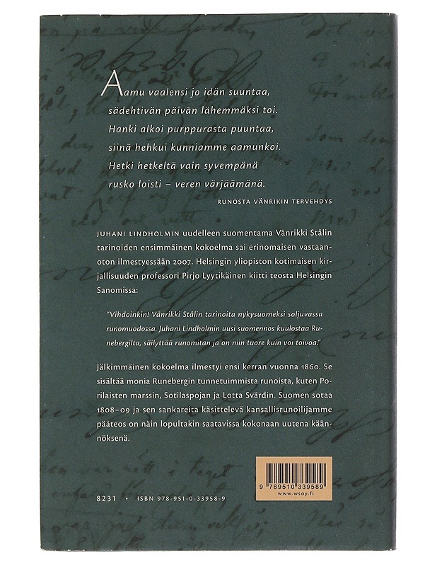 Vänrikki Stålin tarinat - Runeberg, Johan Ludvig - Romaanit ja novellit - 10105499917 - 1