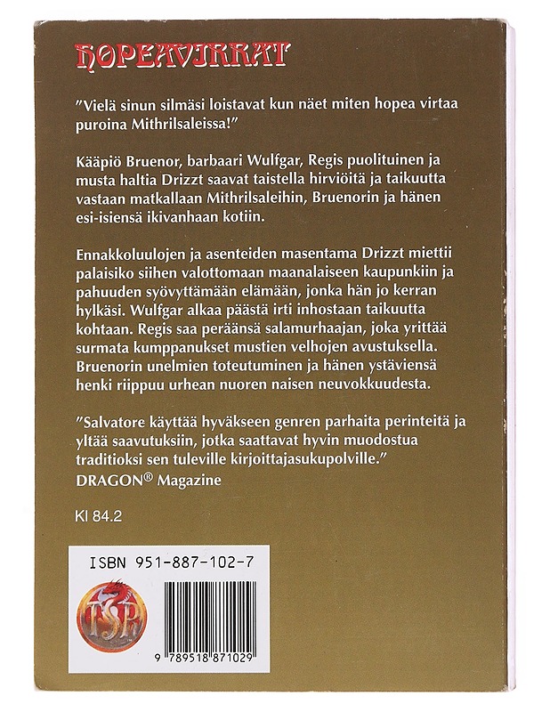 Jäätuulen laakso : trilogia osa 2, Hopeavirrat - Salvatore, R. A. - Fantasia- ja scifi - 10105500015 - 1