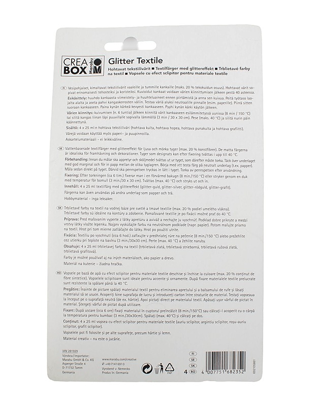 MARABU Glitter Textile kimalletekstiilivärit - Käsityö - 10105500460 - 1