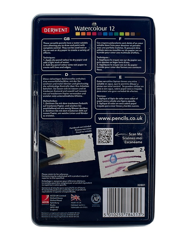 DERWENT Watercolor 12 akvarellipuuvärikynät - Askartelu - 10105500471 - 2