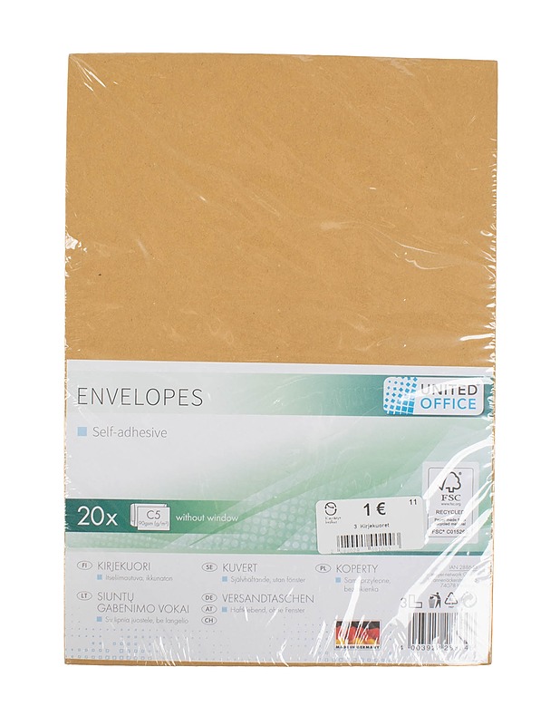 UNITED OFFICE kirjekuori, 20 kpl - Askartelu - 10105500540 - 0