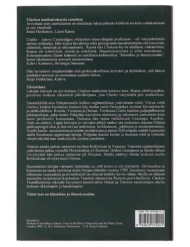 Napapiirin takaa alas Pohjanmaalle 1799 - Edward Daniel Clarke - Elämäkerrat ja muistelmat - 10105500727 - 1