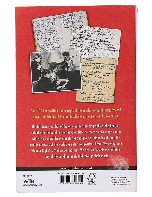 The Beatles lyrics - Hunter Davies - Musiikki- ja elokuvakirjat - 10105500934 - 1
