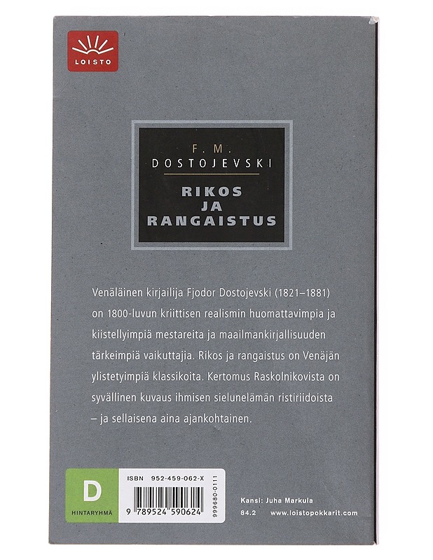 Rikos ja rangaistus - F. M. Dostojevski  - Romaanit ja novellit - 10105500978 - 1