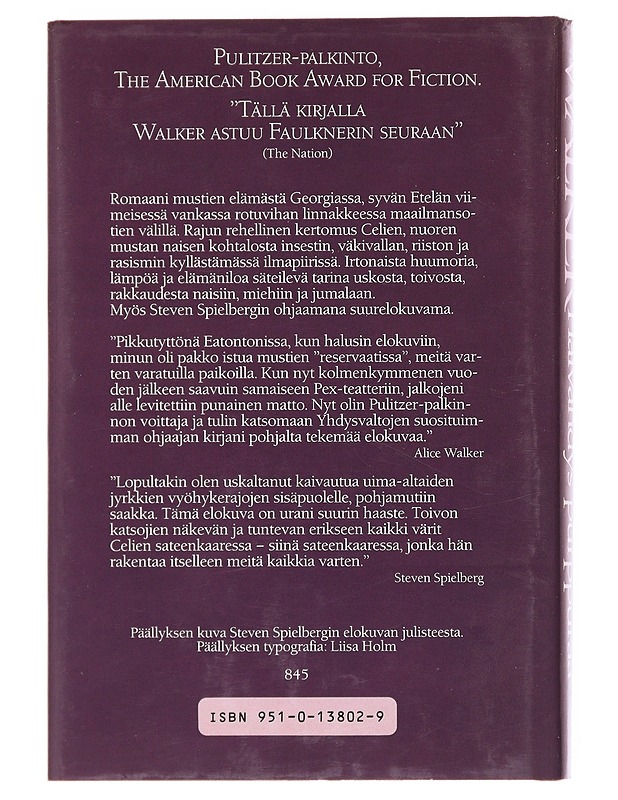 Häivähdys purppuraa - Walker, Alice - Romaanit ja novellit - 10105501071 - 1