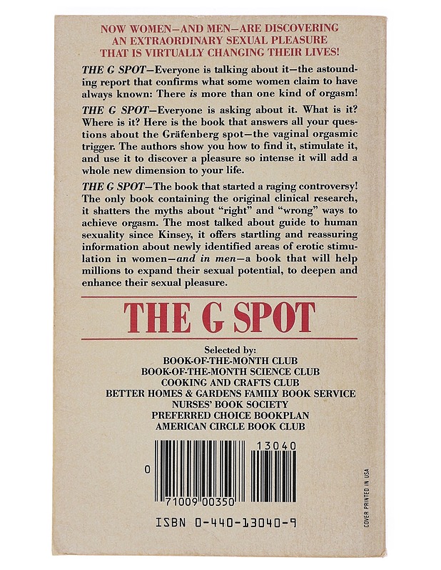 The G Spot: And Other Discoveries About Human Sexuality -  Ladas, Alice Kahn; Whipple, Beverly; Perry, John D. - Tietokirjat ja oppaat - 10105501350 - 1