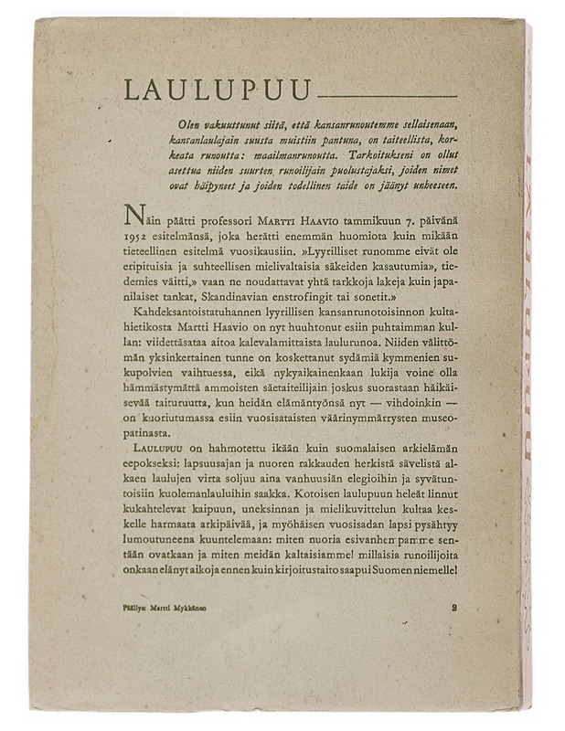 Laulupuu - Martti Haavio - Runot ja näytelmät - 10105501347 - 1