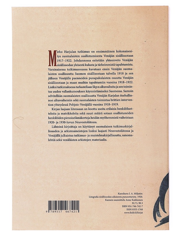 Suomalaiset Venäjän sisällissodassa 1917-1922 - Harjula, Mirko - Historiakirjat - 10105501706 - 1