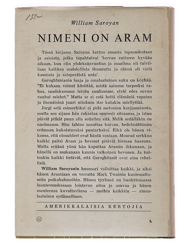 Nimeni On Aram - William Saroyan - Kaunokirjallisuus - 10105501859 - 1