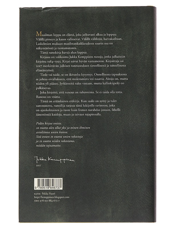 Maailman loppu on jokapäiväinen asia : Jukka Kemppisen valitut runot - Kemppinen, Jukka - Romaanit ja novellit - 10105502792 - 1