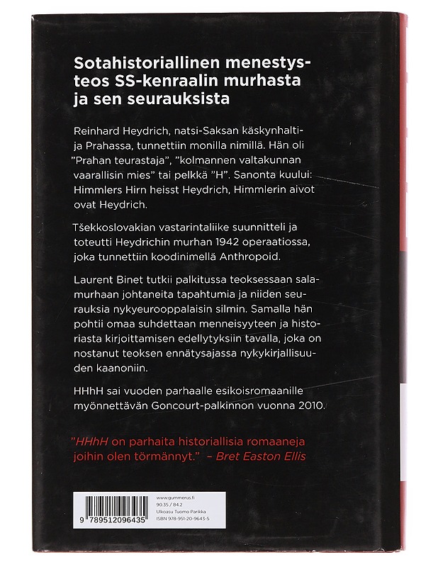 HHhH : Heydrichin salamurhan jäljillä - Binet, Laurent - Historiakirjat - 10105502870 - 1