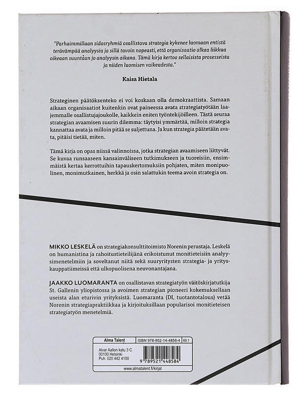 Avoin strategia, suljettu strategia - Leskelä, Mikko - Tietokirjat ja oppaat - 10105503081 - 1