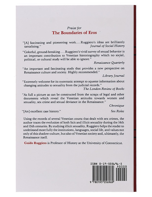 The Boundaries Of Eros - Guido Ruggiero - Tietokirjat ja oppaat - 10105503311 - 1