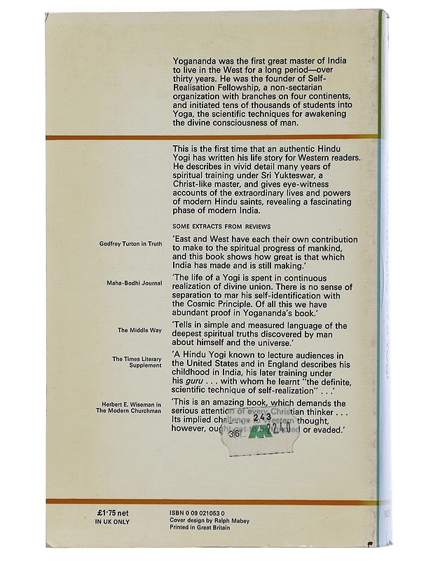 Autobiography of a Yogi - Paramhansa Yogayanda - Tietokirjat - 10105503333 - 1