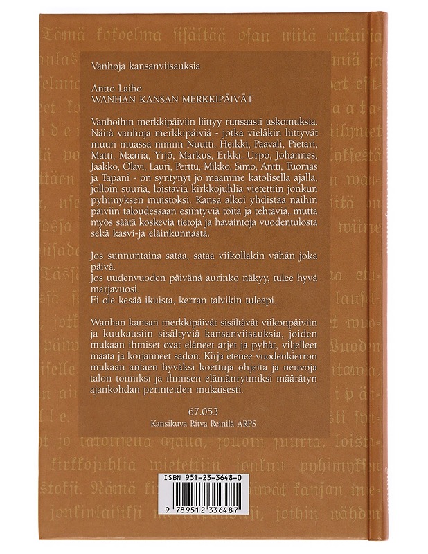 Wanhan kansan merkkipäivät - Antto Laiho - Kaunokirjallisuus - 10105503403 - 1