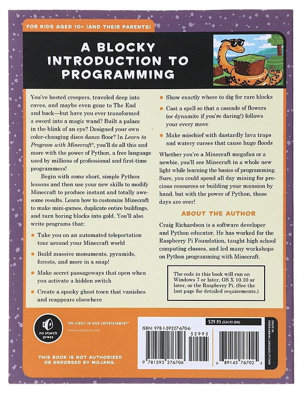 Learn to program with Minecraft - Craig Richardson - Tietokirjat ja oppaat - 10105503434 - 1