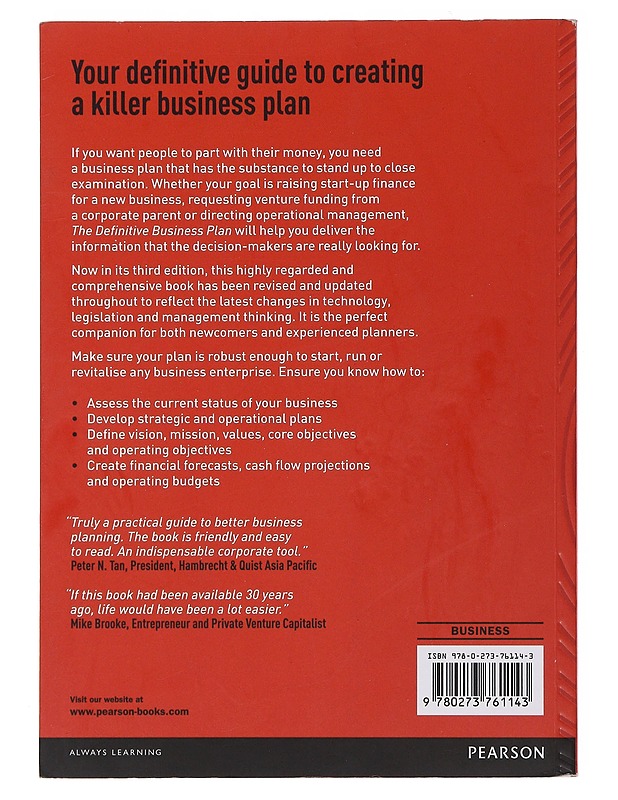 The definitive business plan : the fast-track to intelligent business planning for executives and entrepreneurs - Richard Stutely - Tietokirjat ja oppaat - 10105503519 - 1